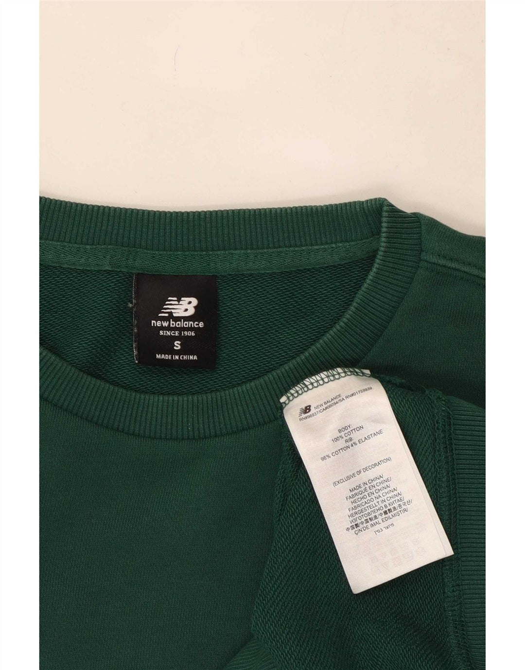 New Balance Mens Sweatshirt Jumper Small Green Cotton