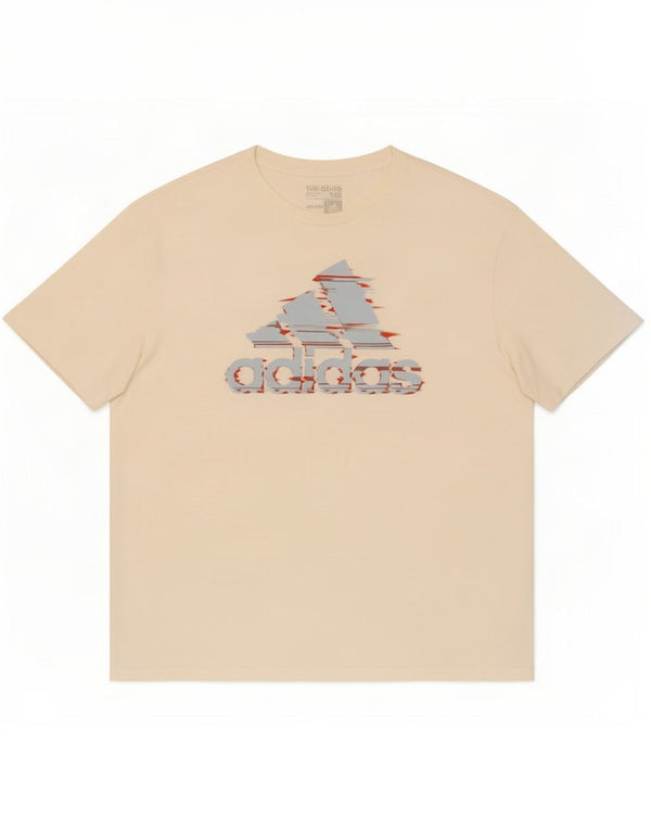 Adidas Mens Graphic T-Shirt Top 2XL Off White Cotton