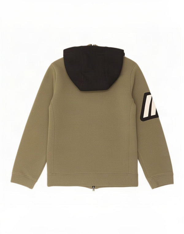 Nike Boys Graphic Zip Hoodie Sweater 8-9 Years Small Khaki Colourblock