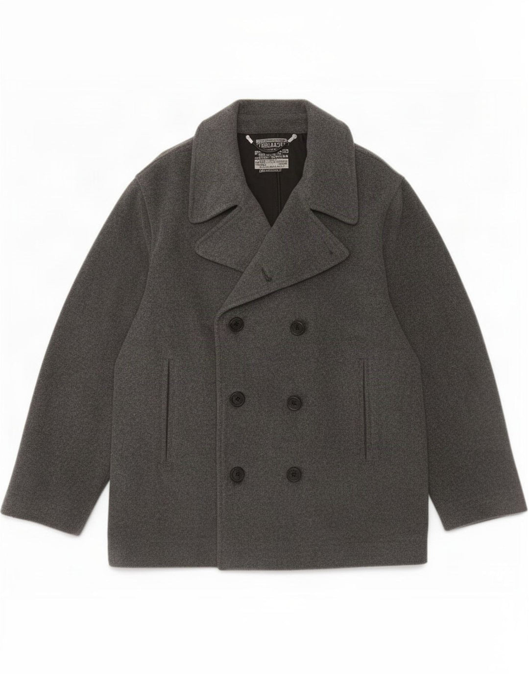Trussardi Mens Pea Coat IT 48 Medium Grey Wool