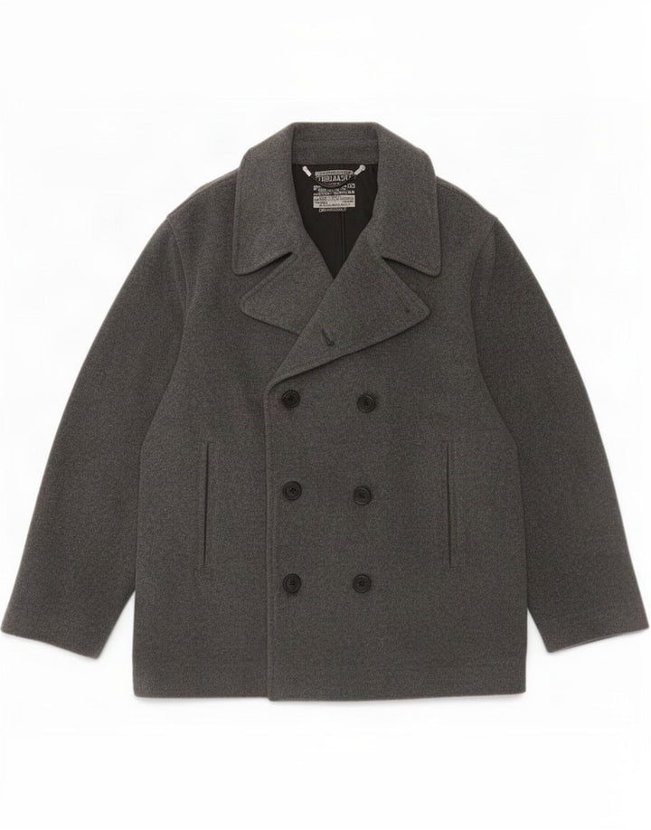 Trussardi Mens Pea Coat IT 48 Medium Grey Wool