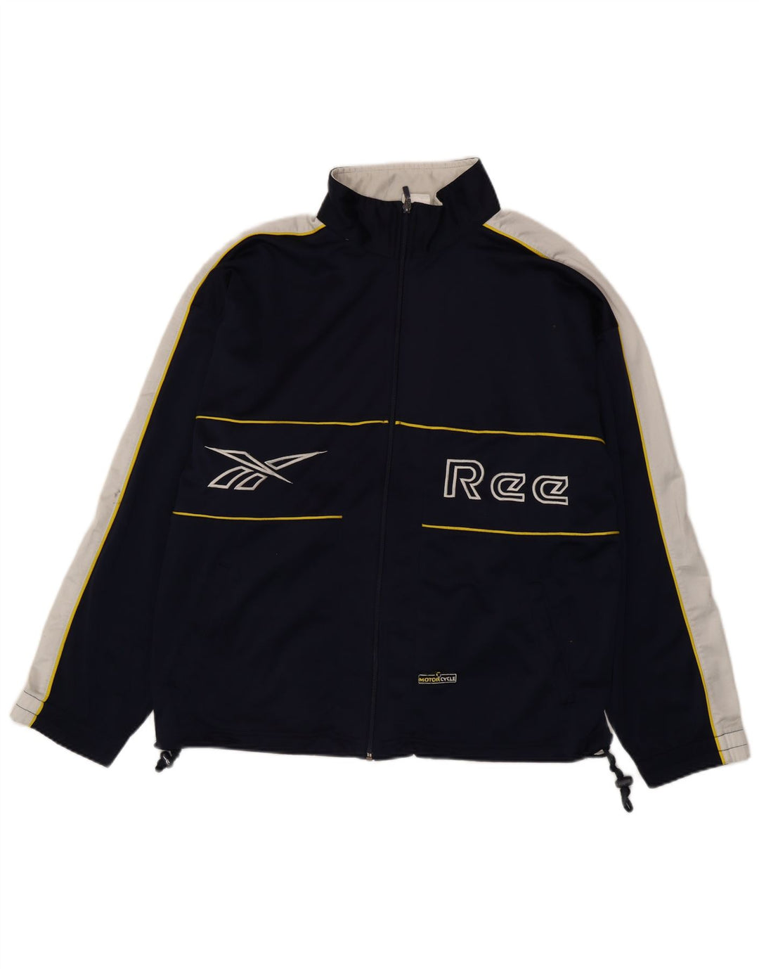 Reebok Mens Graphic Tracksuit Top Jacket Medium Navy Blue Colourblock