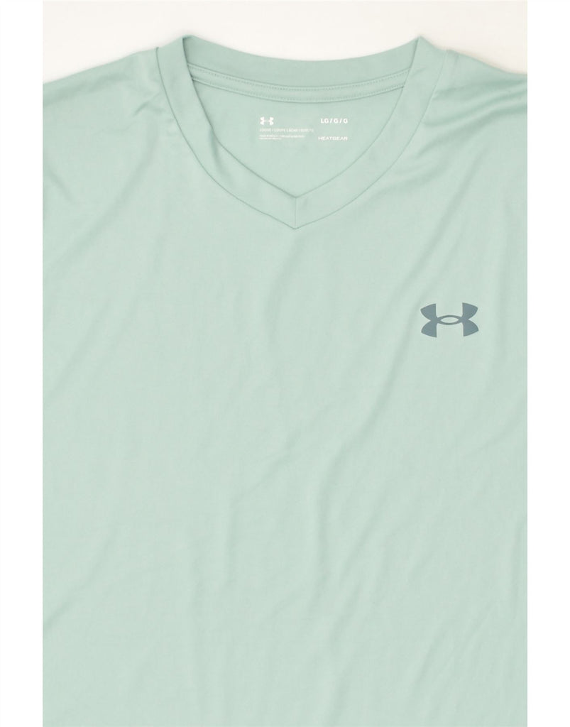 UNDER ARMOUR Mens Heat Gear T-Shirt Top Large Blue Polyester | Vintage Under Armour | Thrift | Second-Hand Under Armour | Used Clothing | Messina Hembry 