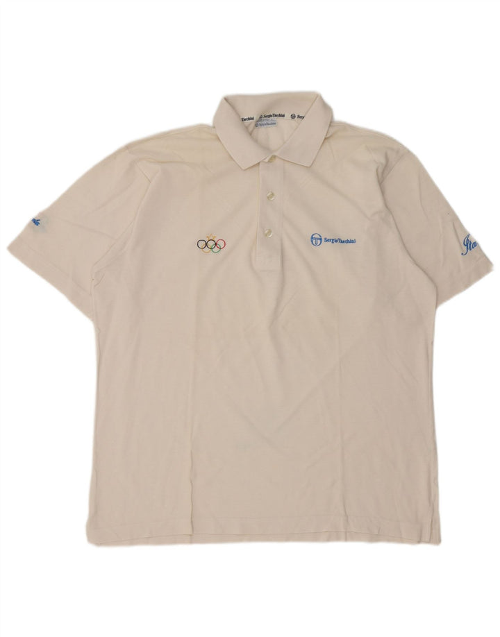 Sergio Tacchini Mens Olympic Games Polo Shirt Large White Cotton