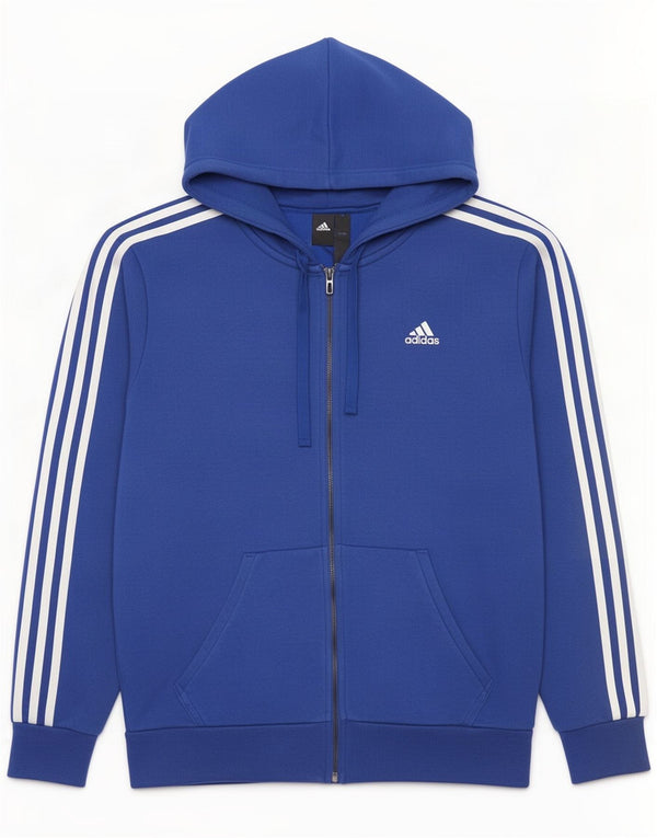Adidas Mens Zip Hoodie Sweater Medium Blue Cotton