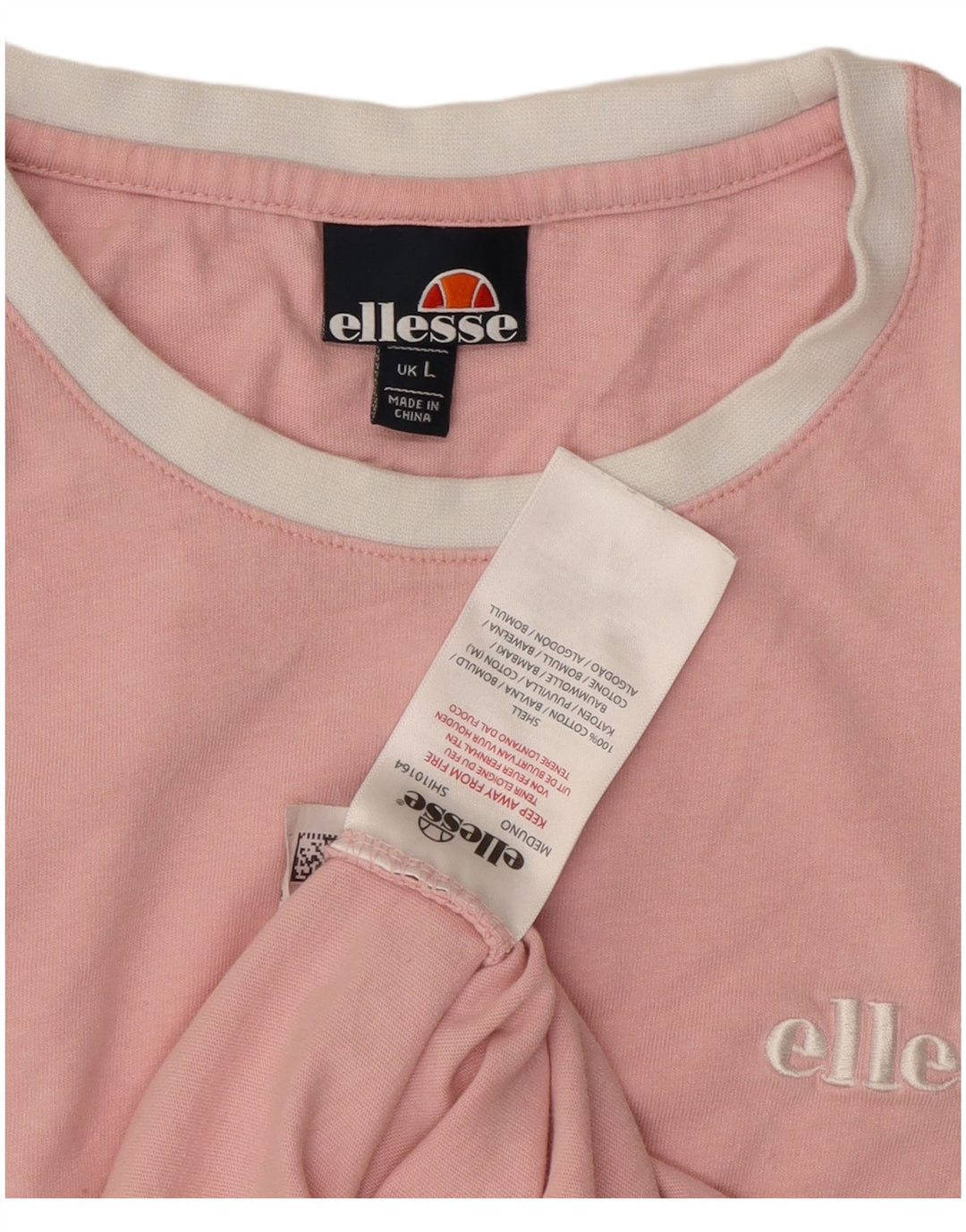 Ellesse Mens T-Shirt Top Large Pink Colourblock Cotton