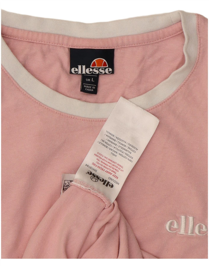 Ellesse Mens T-Shirt Top Large Pink Colourblock Cotton