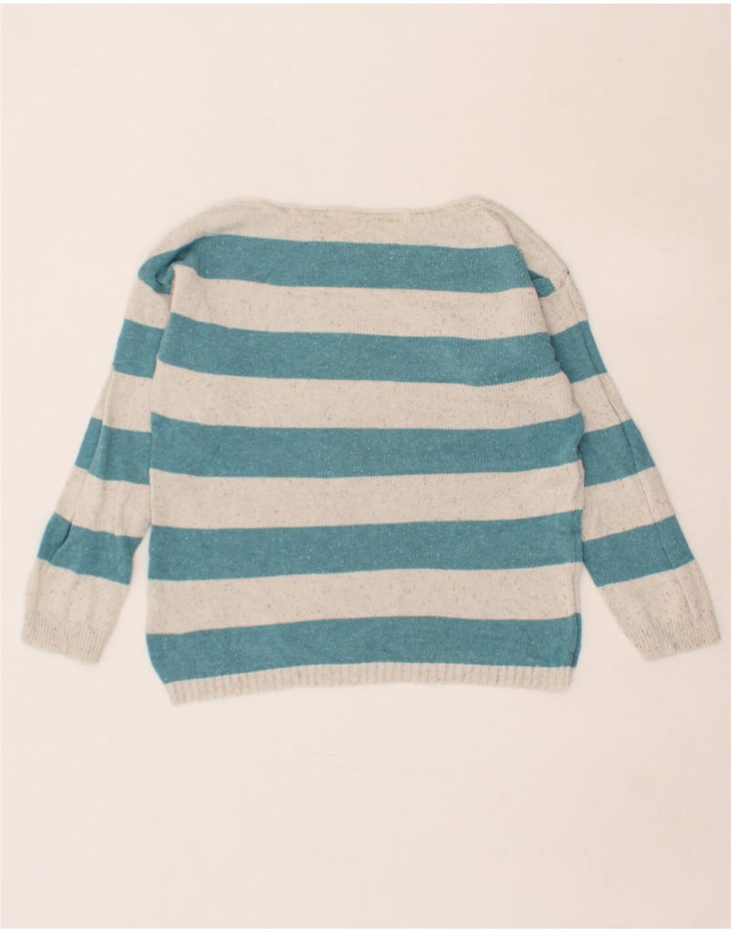 FAT FACE Womens Boat Neck Jumper Sweater UK 8 Small Blue Striped Cotton Vintage Fat Face and Second-Hand Fat Face from Messina Hembry 