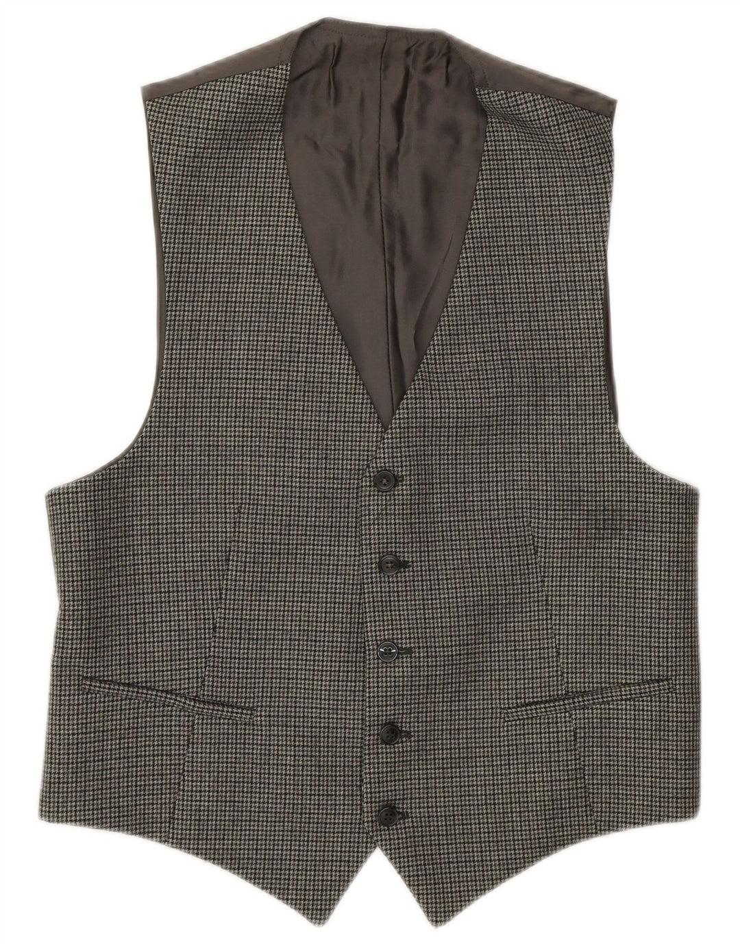 Vintage Mens Waistcoat Medium Grey Houndstooth