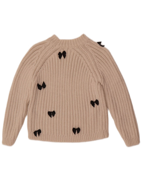 Zara Girls Turtle Neck Jumper Sweater 9-10 Years Beige Acrylic
