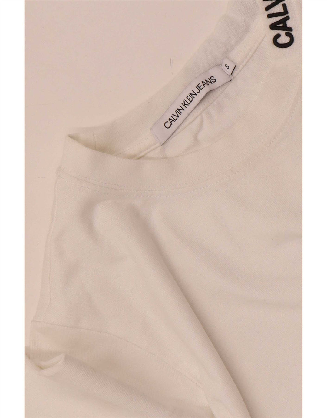 Calvin Klein Jeans Womens Top Long Sleeve UK 10 Small White