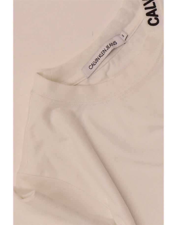 Calvin Klein Jeans Womens Top Long Sleeve UK 10 Small White