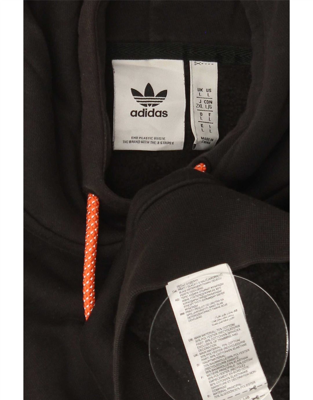 Adidas Mens Hoodie Jumper Large Black Cotton