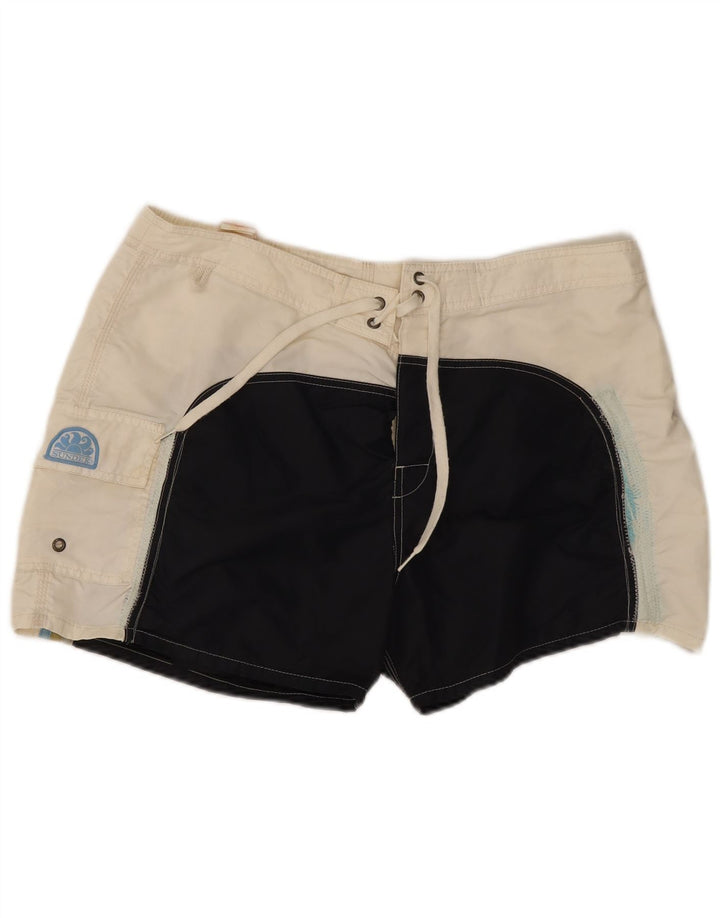 Sundek Mens Swimming Shorts Large White Colourblock Nylon