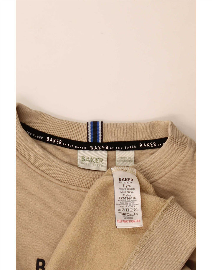 Ted Baker Boys Graphic Sweatshirt Jumper 10-11 Years Beige Cotton