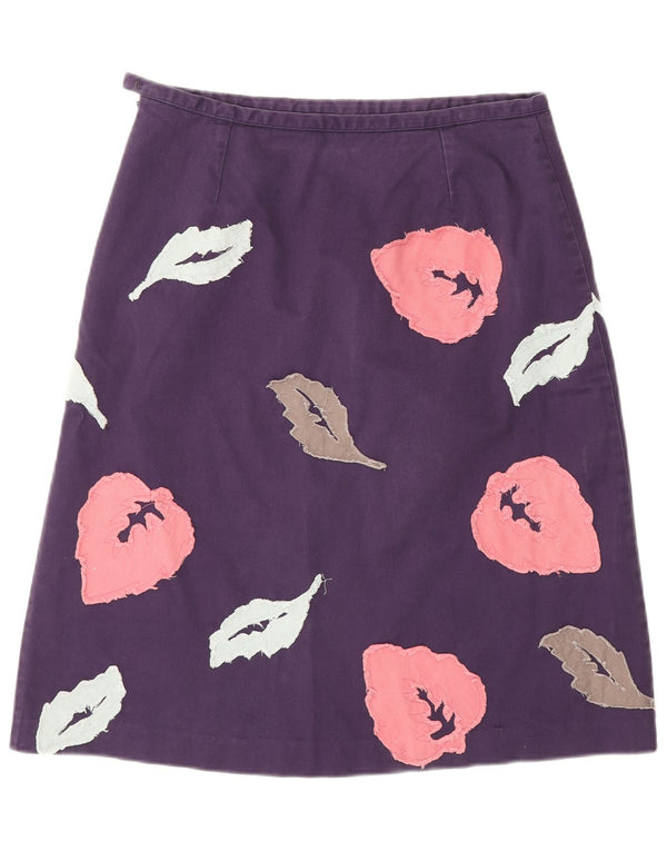 Boden Womens A-Line Skirt UK 12 Medium W28 Purple Floral Cotton