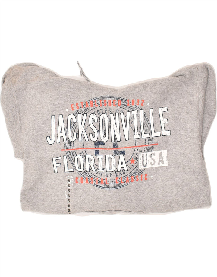 VINTAGE Mens Graphic Hoodie Jumper Small Grey Cotton Vintage Vintage and Second-Hand Vintage from Messina Hembry 