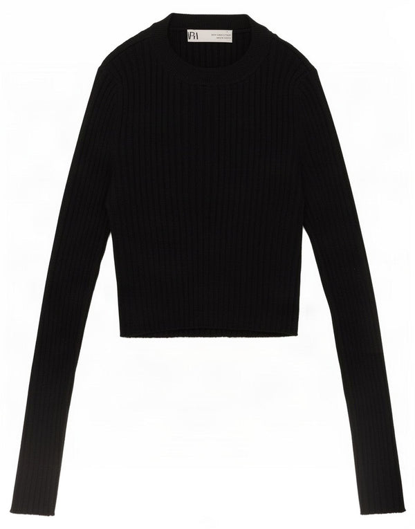 Zara Womens Crop Top Long Sleeve UK 10 Small Black