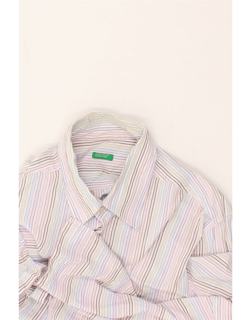 BENETTON Mens Shirt Large Multicoloured Striped Cotton | Vintage Benetton | Thrift | Second-Hand Benetton | Used Clothing | Messina Hembry 