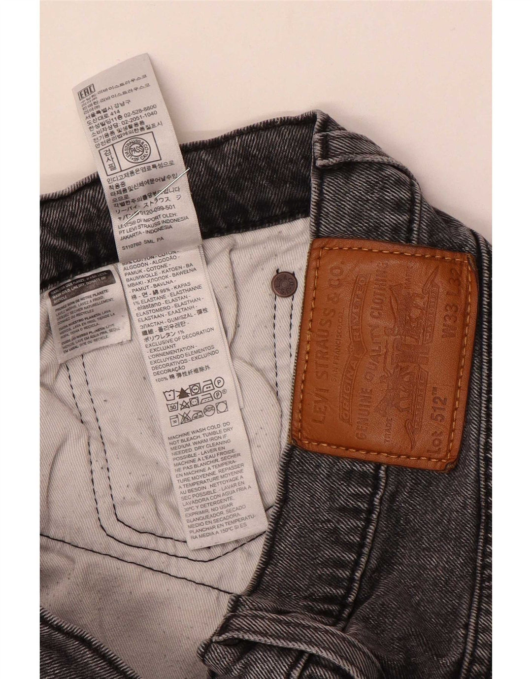 Levi's Mens Slim Tapered Jeans W33 L32 Grey Cotton