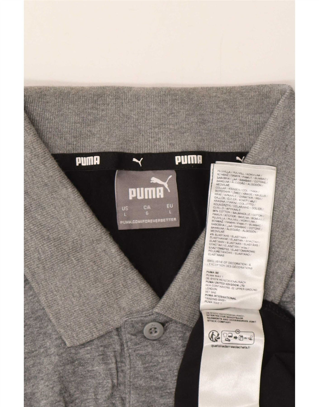 Puma Mens Polo Shirt Large Grey Colourblock Cotton