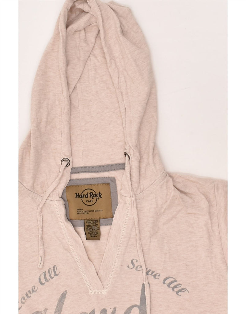 HARD ROCK CAFE Womens Florence Graphic Hoodie Jumper UK 14 Medium Beige | Vintage Hard Rock Cafe | Thrift | Second-Hand Hard Rock Cafe | Used Clothing | Messina Hembry 