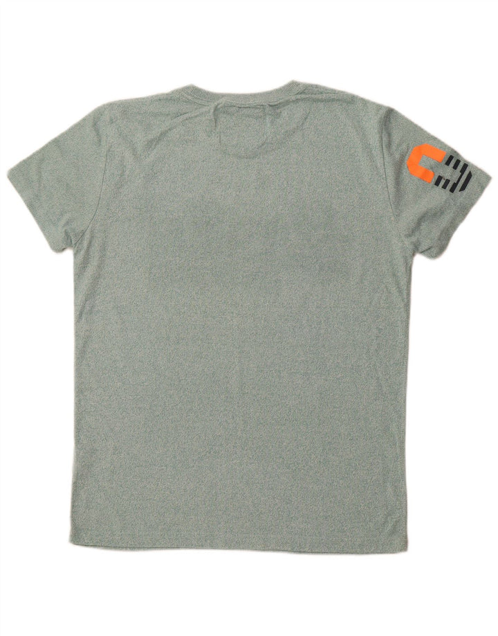 SUPERDRY Mens Graphic T-Shirt Top Medium Green Flecked Cotton