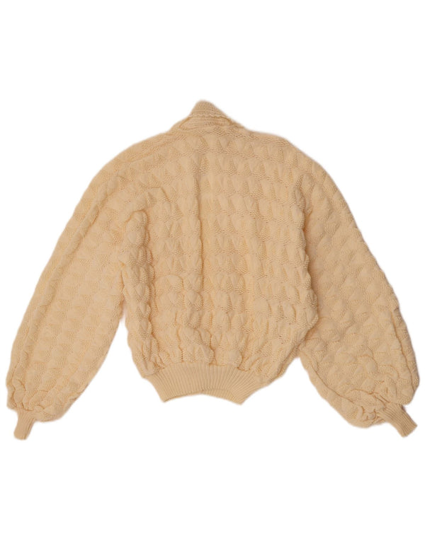 Vintage Womens Crop Cardigan Sweater UK 12 Medium Off White