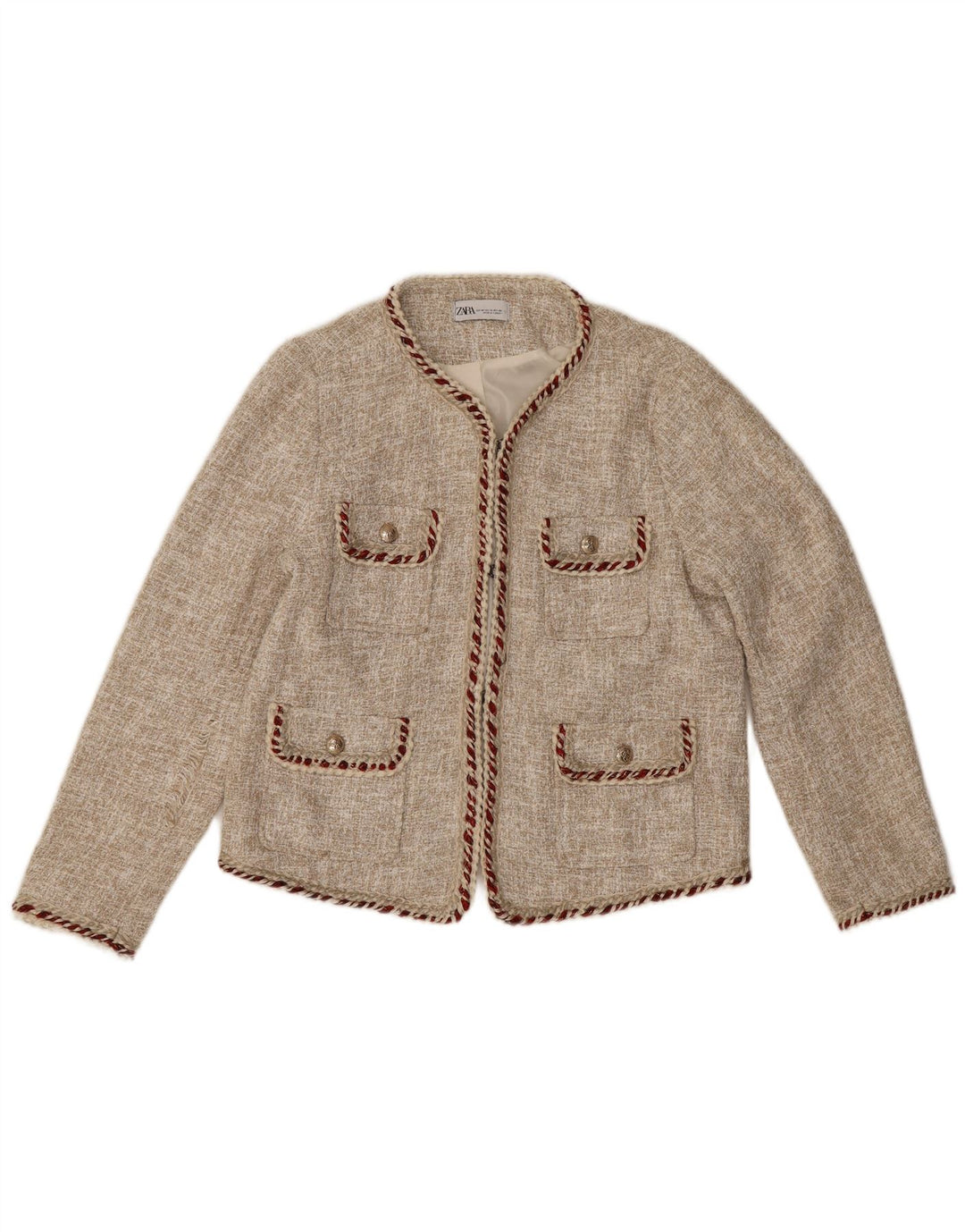Zara Womens Crop Blazer Jacket EU 44 XL Beige
