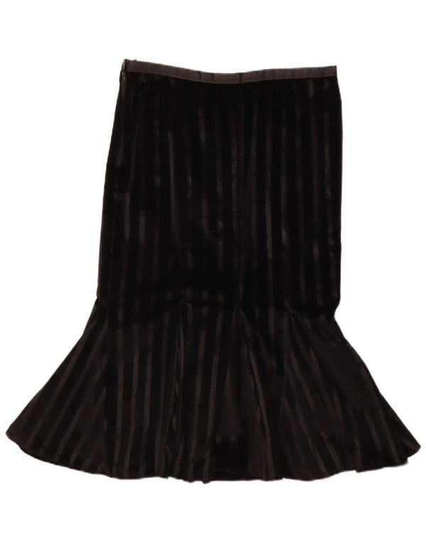 Vintage Womens Velvet Trumpet Skirt W32 Large Black Striped