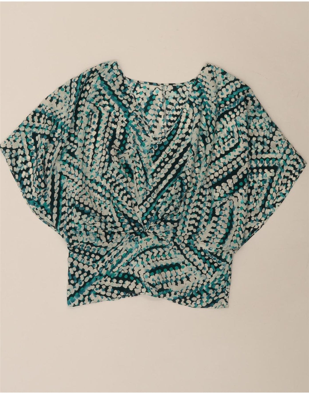 Vintage Womens Batwing Blouse Top UK 14 Medium Blue Geometric