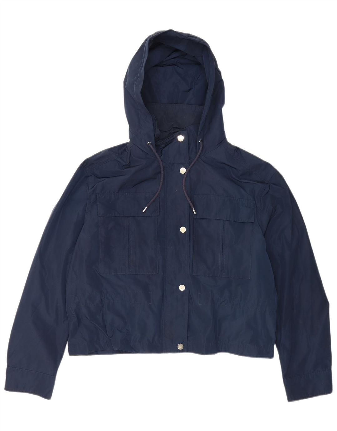 Marks & Spencer Womens Hooded Bomber Jacket UK 12 Medium Navy Blue