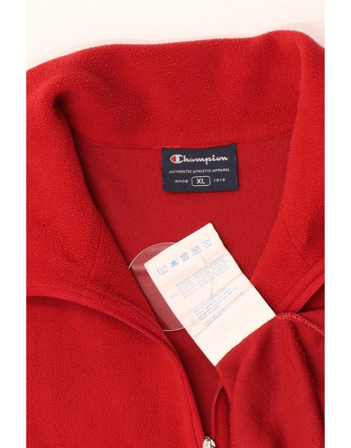 Champion Mens Zip Neck Fleece Jumper XL Red Polyester