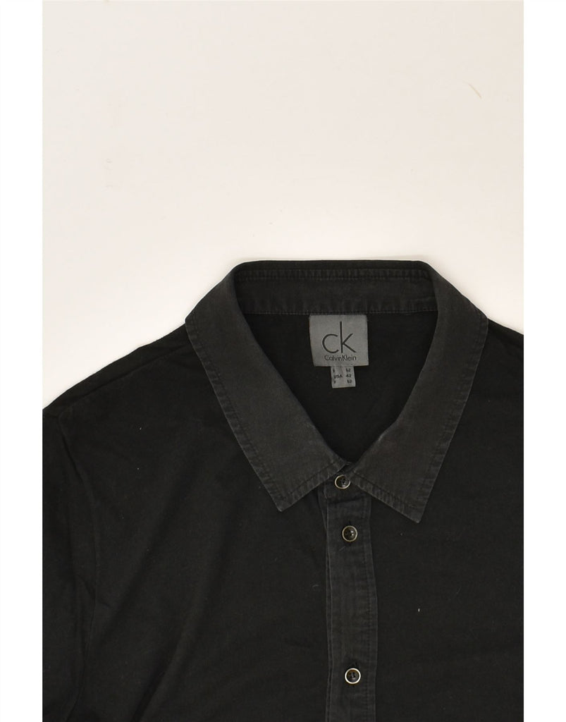 CALVIN KLEIN Mens Short Sleeve Shirt Small Black Cotton | Vintage Calvin Klein | Thrift | Second-Hand Calvin Klein | Used Clothing | Messina Hembry 