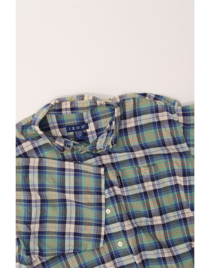 IZOD Mens Short Sleeve Shirt Large Blue Check Cotton Vintage Izod and Second-Hand Izod from Messina Hembry 