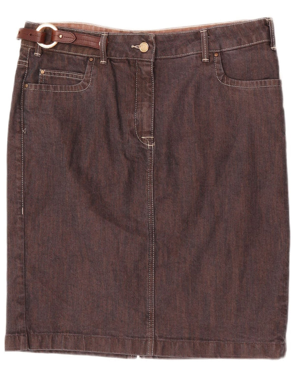 Trussardi Womens Denim Skirt IT 46 Large W34 Brown Cotton