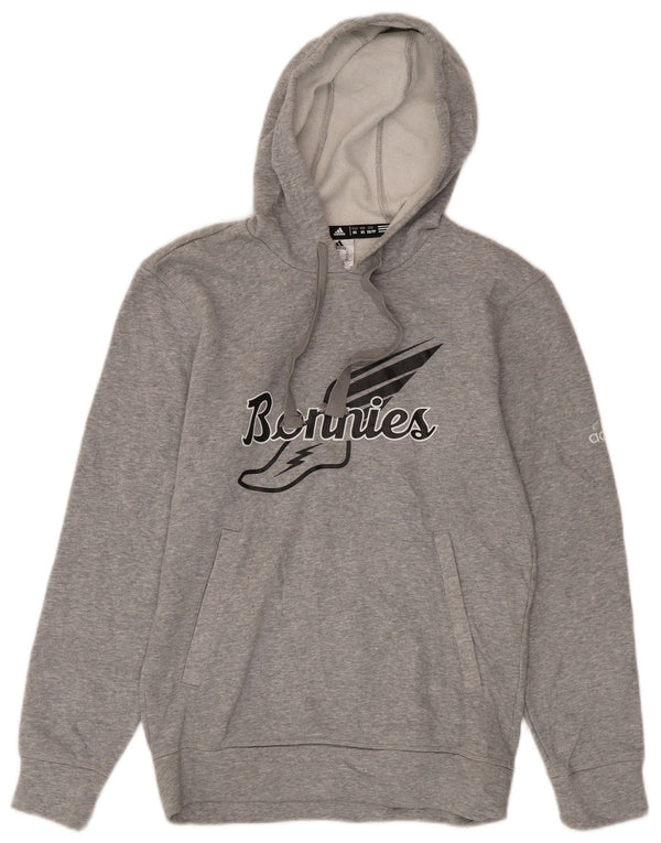 Adidas Mens Graphic Hoodie Jumper XS Grey Flecked Cotton