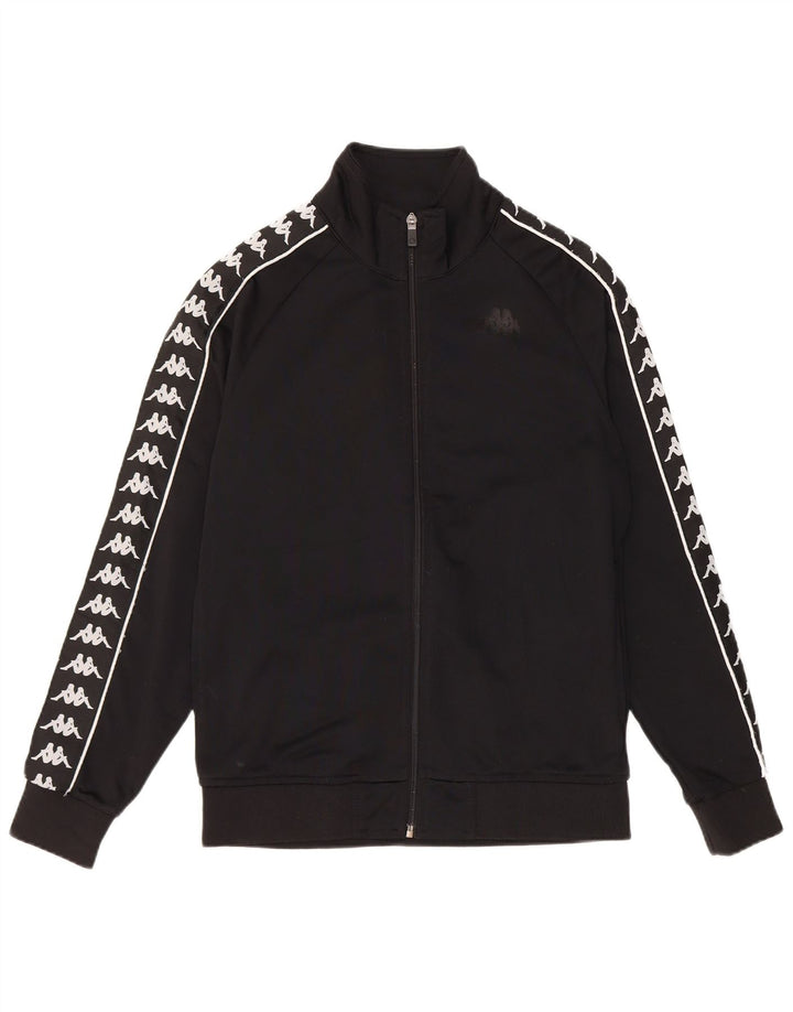 Kappa Mens Graphic Tracksuit Top Jacket Small Black Polyester