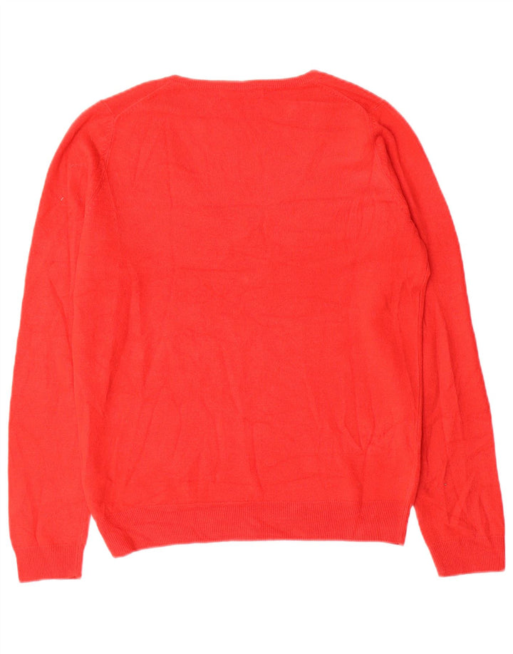Marks & Spencer Womens Oversized V-Neck Jumper Sweater UK 10 Small Red