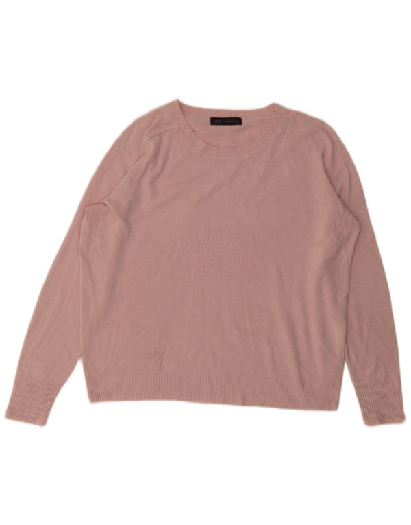 Marks & Spencer Womens Crew Neck Jumper Sweater UK 18 XL Pink Acrylic