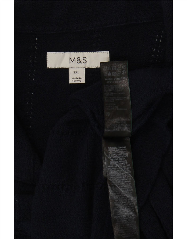 Marks & Spencer Mens Short Sleeve Shirt 2XL Navy Blue Cotton