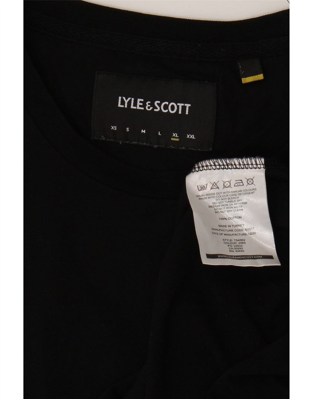 Lyle & Scott Mens T-Shirt Top XL Black Cotton