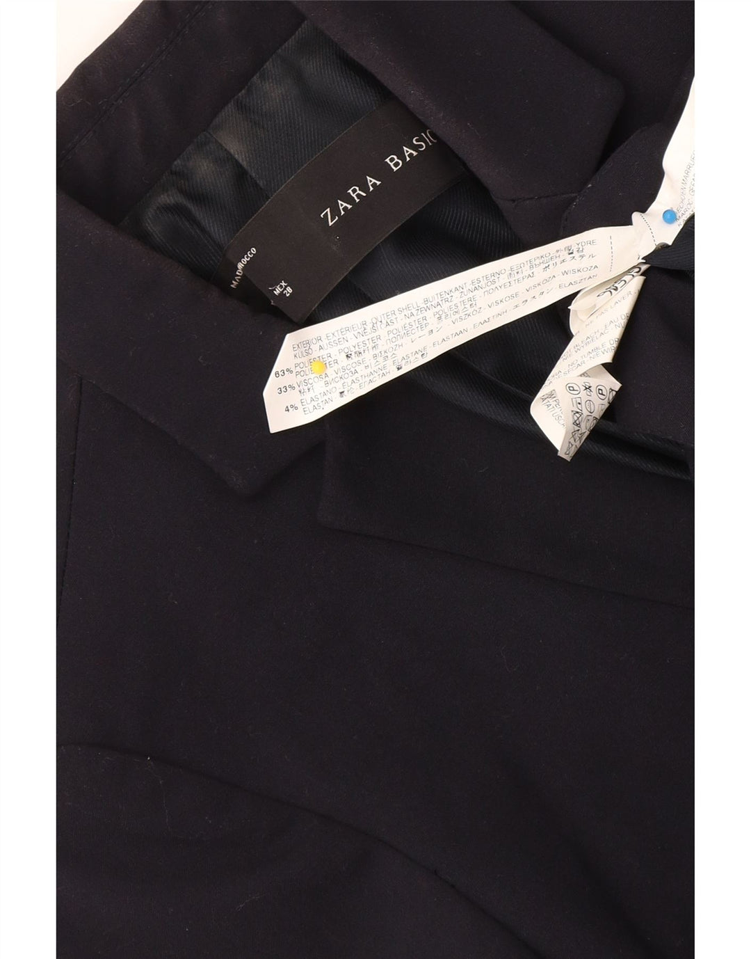 Zara Womens 1 Button Blazer Jacket UK 12 Medium Navy Blue Polyester