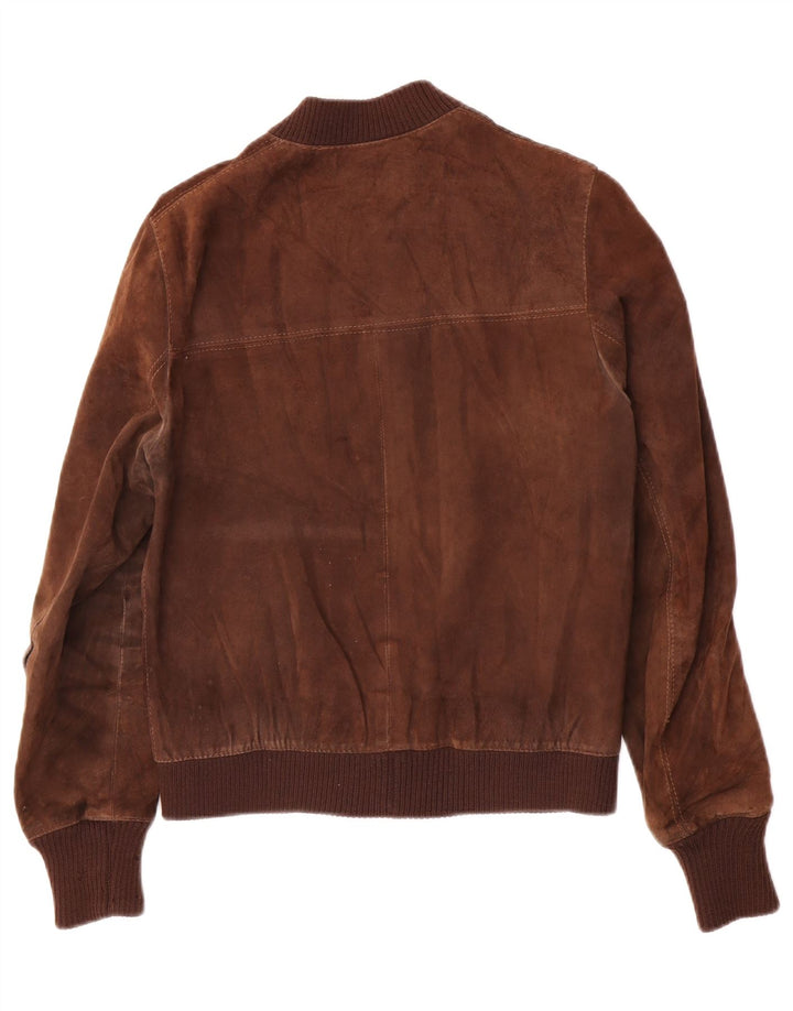 Vintage Mens Suede Bomber Jacket IT 48 Medium Brown