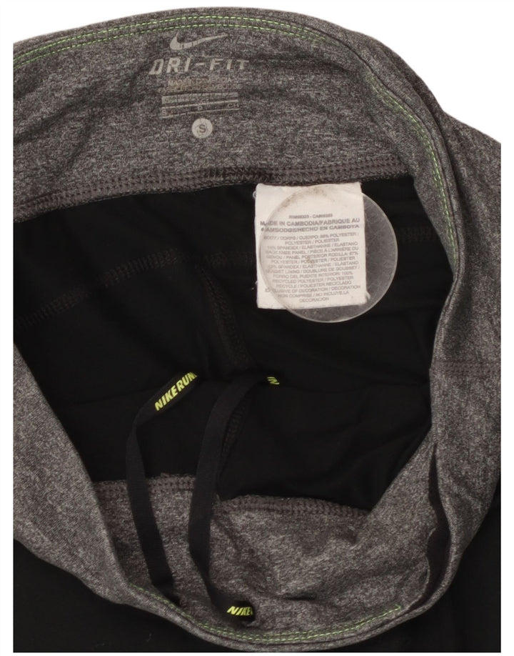 NIKE Womens Dri Fit Capri Leggings UK 10 Small  Black Colourblock