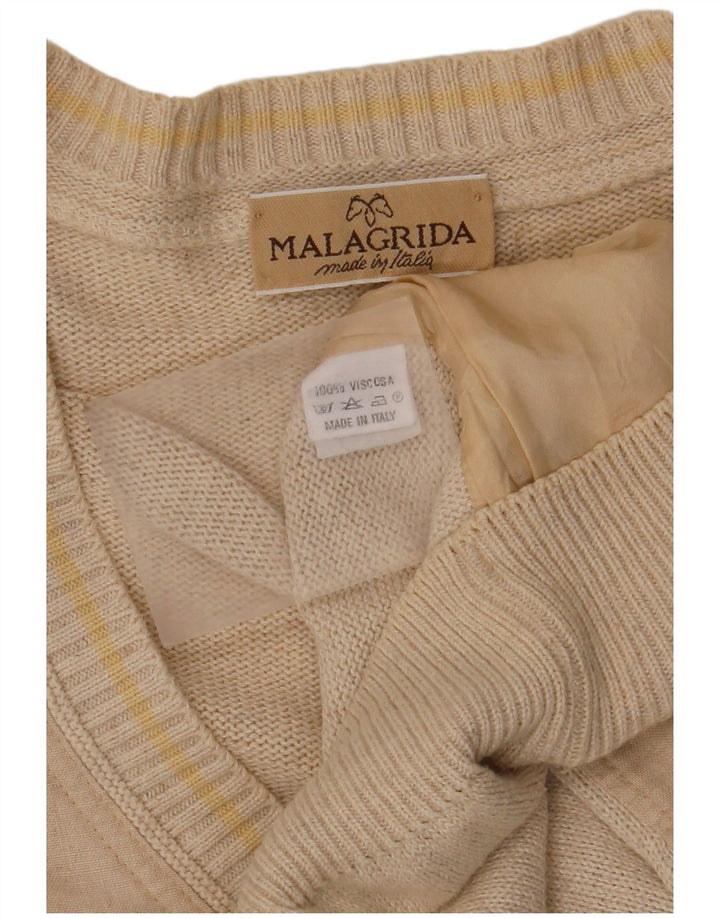 Malagrida Mens Cardigan Sweater Large Beige Viscose