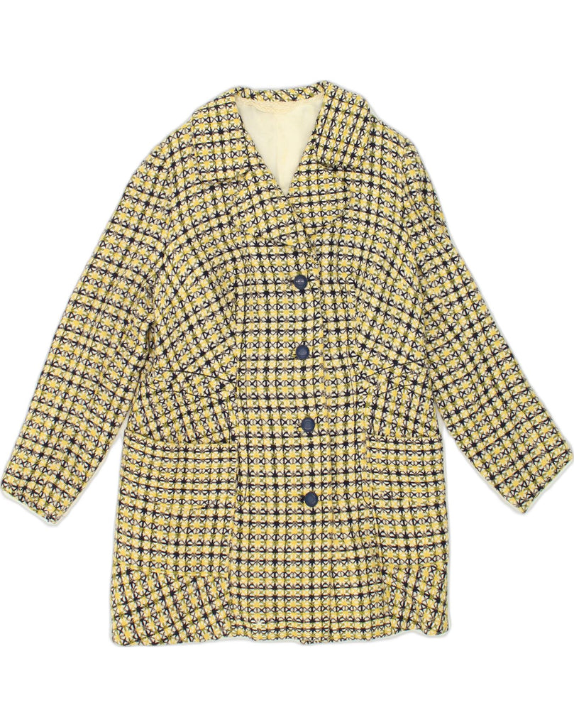 VINTAGE Womens Overcoat UK 12 Medium Yellow Check | Vintage Vintage | Thrift | Second-Hand Vintage | Used Clothing | Messina Hembry 