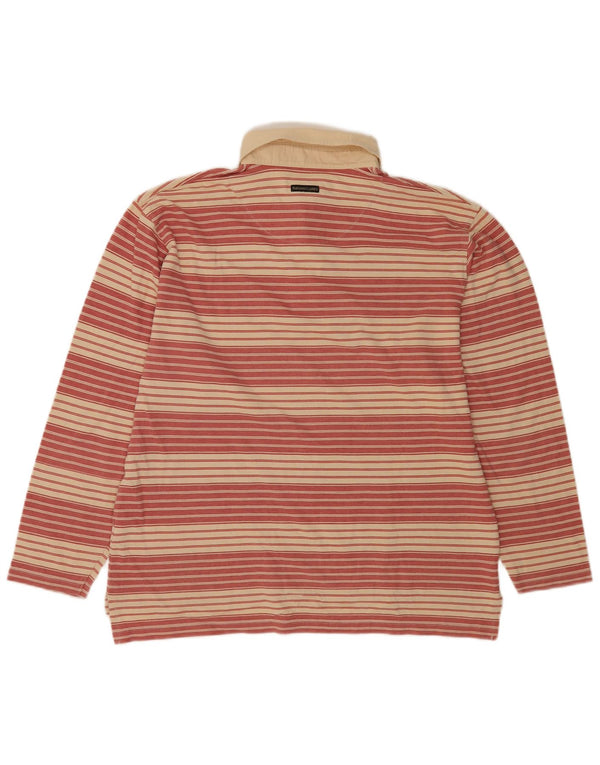 Marlboro Classics Mens Long Sleeve Rugby Polo Shirt Large Red Striped