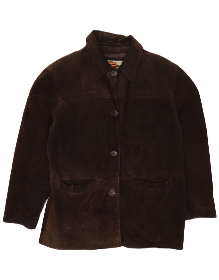 Gapelle Womens Oversized Suede Jacket UK 10 Small Brown Leather