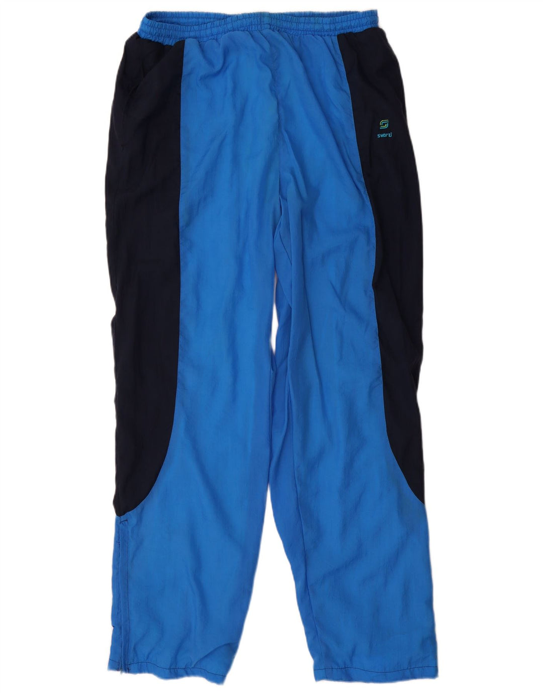 VINTAGE Mens Tracksuit Trousers Large  Blue Colourblock Nylon